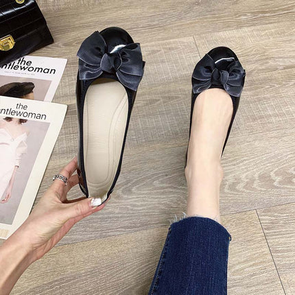 Shoeswoon Rounded Toe Big Bow Decor Elegant Women Ballet Flats