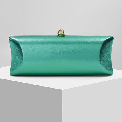 Shoeswoon Structured Saffiano Box Clutch with Rhinestone Lock