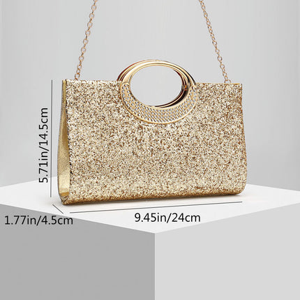 Shoeswoon Luxury Shiny Top Handle Wedding Cocktail Clutch