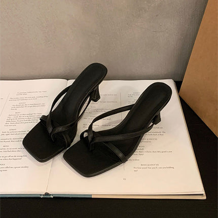 Shoeswoon Elegant Slip On Open Back Dressy Stiletto Slide Heels