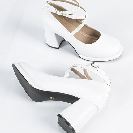 Shoeswoon Retro Crisscross Strap Round Toe Platform Block Heels
