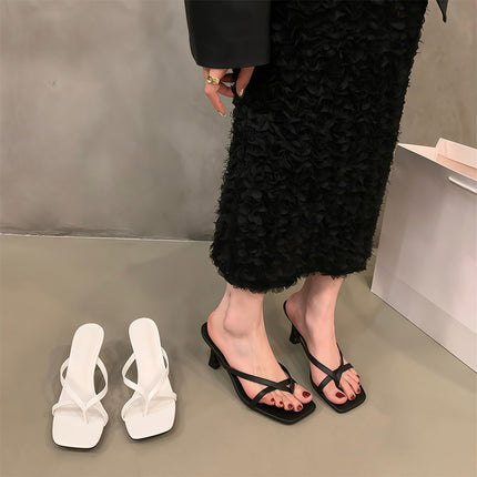 Shoeswoon Elegant Slip On Open Back Dressy Stiletto Slide Heels