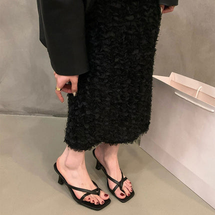 Shoeswoon Elegant Slip On Open Back Dressy Stiletto Slide Heels