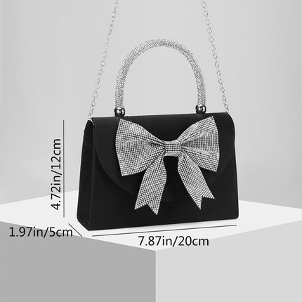 Shoeswoon Chic Large Crystal Bow Diamond Handle Evening Clutch