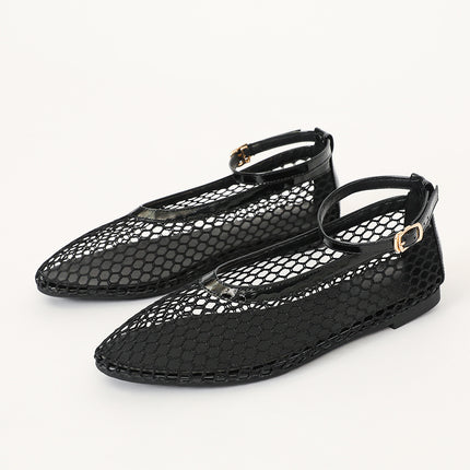 Shoeswoon Ankle Strap Mary Jane Flats