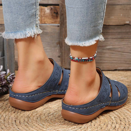 Shoeswoon Casual Hollow Open Toe Comfort Flat Slide Sandals