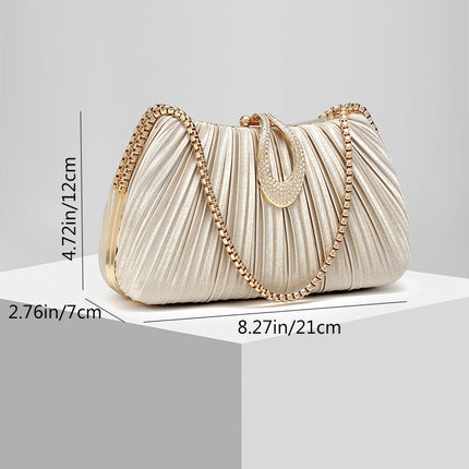 Shoeswoon Pleated Rhinestone Buckle Evening Clutch