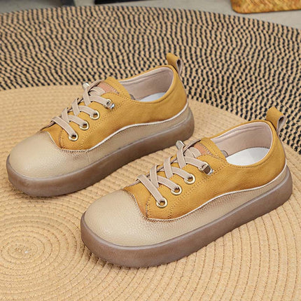 Shoeswoon Thick Sole Slip On Lace Up Casual Sneakers