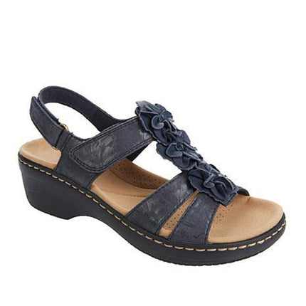 Shoeswoon Flower Embellished Adjustable Strap Comfort Flat Sandals