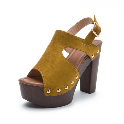 Shoeswoon Suede Ankle Strap Espadrille Platform Sandals