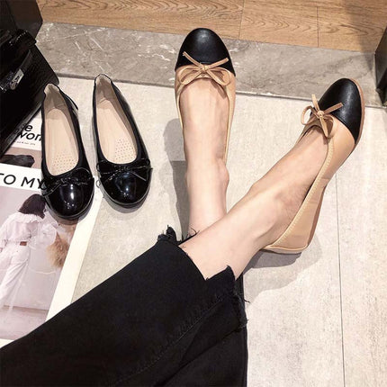 Shoeswoon Round Toe Bow Decor All-match Women Ballet Flats