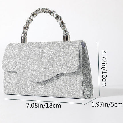 Shoeswoon Chic Glitter Twist Rhinestone Top Handle Evening Clutch