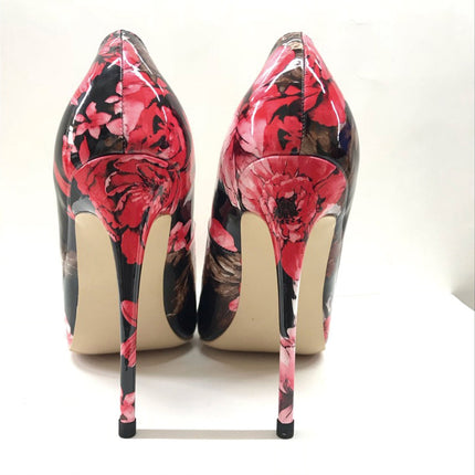 Shoeswoon Romantic Floral Low-Vamp Pointed Toe Stiletto High Heels