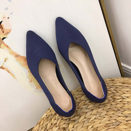 Shoeswoon Pointed Toe Knit Foldable Travel Women Ballet Flats