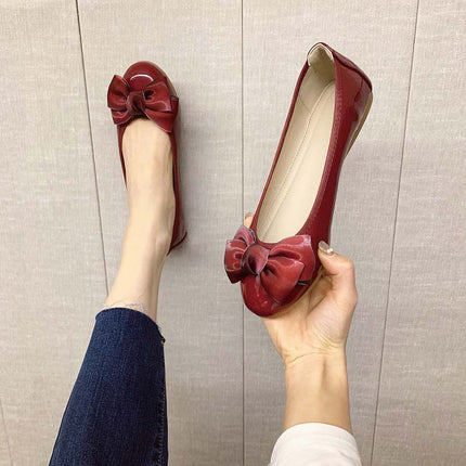 Shoeswoon Rounded Toe Big Bow Decor Elegant Women Ballet Flats