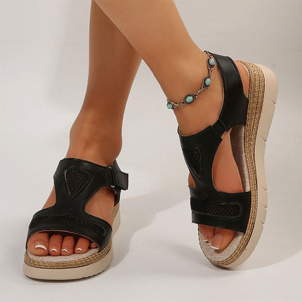 Shoeswoon Open Toe Adjustable Strap Casual Platform Wedge Sandals