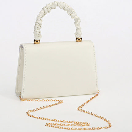 Shoeswoon Sleek Minimalist Ruched Top Handle Wedding Clutch Purse