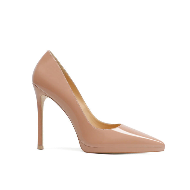 Shoeswoon Classic Pointed Toe Patent Leather Platform Stiletto High Heels