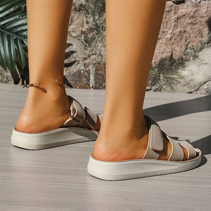 Shoeswoon Comfort Slip On Cushioned Insole Flat Slide Sandals
