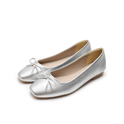 Shoeswoon Portable Fold Up Bow Decor Casual Ladies Ballet Flats