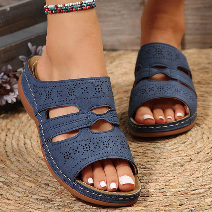 Shoeswoon Casual Hollow Open Toe Comfort Flat Slide Sandals
