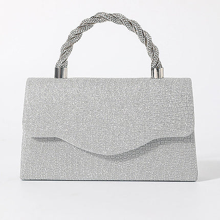 Shoeswoon Chic Glitter Twist Rhinestone Top Handle Evening Clutch