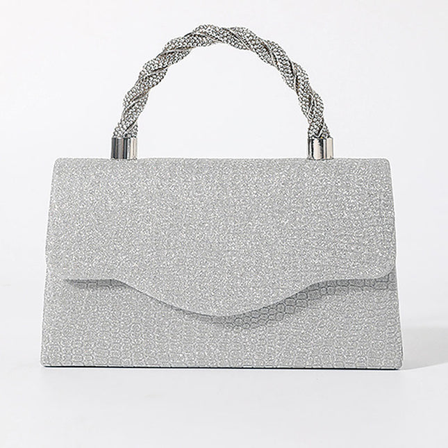 Shoeswoon Chic Glitter Twist Rhinestone Top Handle Evening Clutch