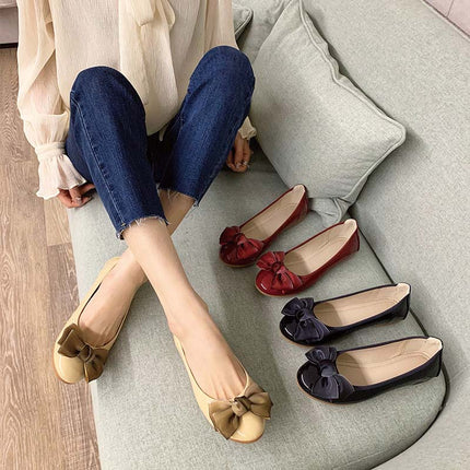 Shoeswoon Rounded Toe Big Bow Decor Elegant Women Ballet Flats