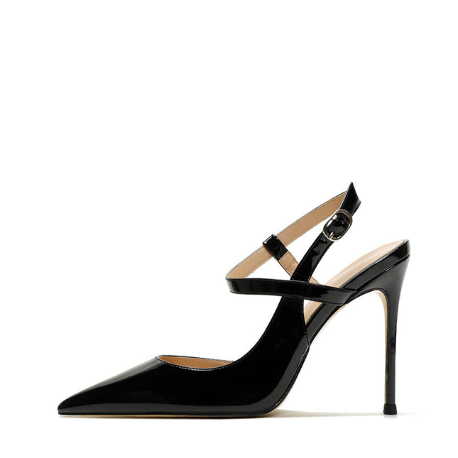 Shoeswoon Elegant Patent Leather Ankle Strap Stiletto High Heels