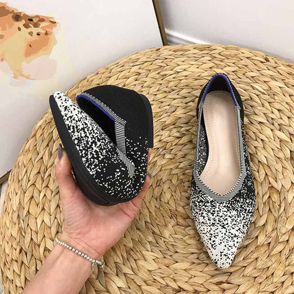 Shoeswoon Pointed Toe Knit Foldable Travel Women Ballet Flats