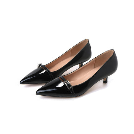 Shoeswoon Minimalist Classic Formal Dress Kitten Heel Slip On Pumps