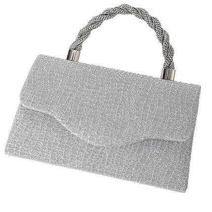 Shoeswoon Chic Glitter Twist Rhinestone Top Handle Evening Clutch