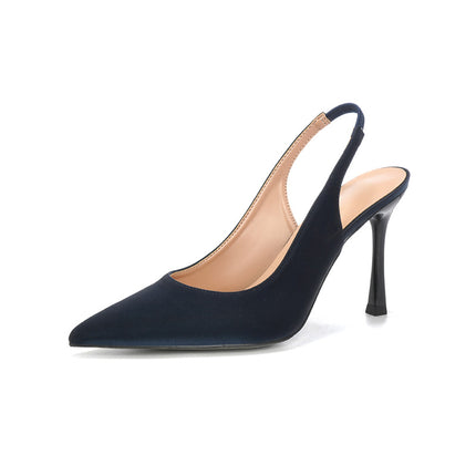 Shoeswoon Effortless Chic Pointed Toe Satin Slingback Stiletto Mule Heels