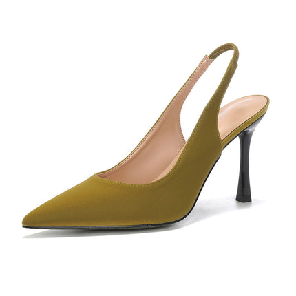 Shoeswoon Effortless Chic Pointed Toe Satin Slingback Stiletto Mule Heels