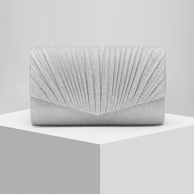 Shoeswoon Glam Pleated Shimmer Special Occasion Clutch