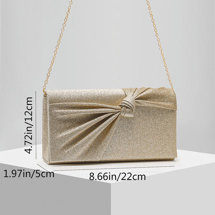 Shoeswoon Sparkly Knotted Bow Glitter Envelope Evening Clutch