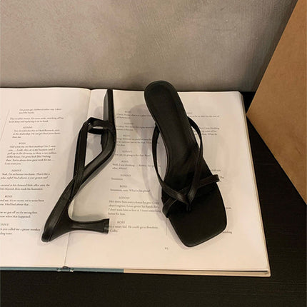 Shoeswoon Elegant Slip On Open Back Dressy Stiletto Slide Heels