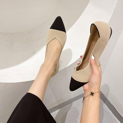 Shoeswoon Pointed Toe Multi Pattern Knit Women Ballet Flats