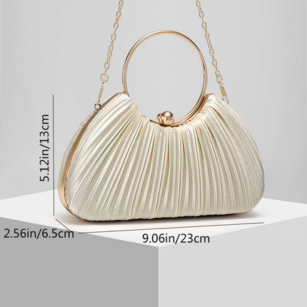 Shoeswoon Pleated Metal Ring Handle Evening Clutch