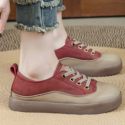 Shoeswoon Thick Sole Slip On Lace Up Casual Sneakers