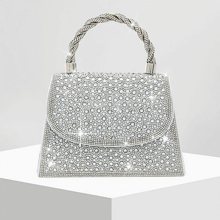 Shoeswoon Dazzling Full Rhinestone Twist Handle Envelope Evening Clutch