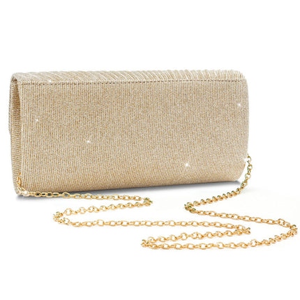 Shoeswoon Sparkly Pleated Glitter Wave Trim Evening Clutch