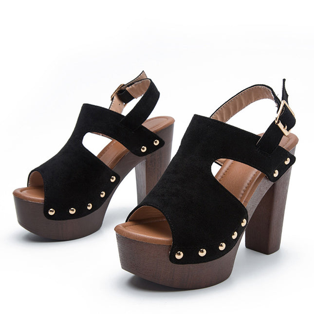 Shoeswoon Suede Ankle Strap Espadrille Platform Sandals
