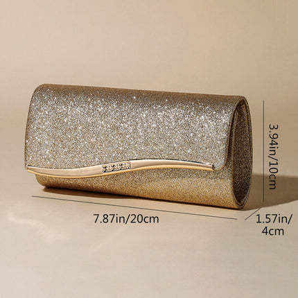 Shoeswoon Luxury Wave Metal Decor Glitter Evening Clutch