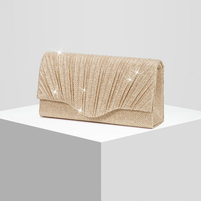 Shoeswoon Shimmer Ruched Envelope Formal Party Clutch