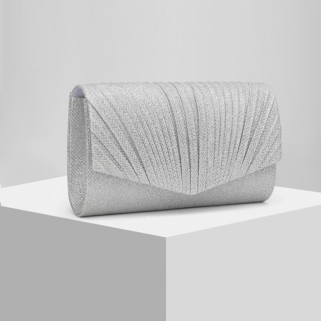 Shoeswoon Glam Pleated Shimmer Special Occasion Clutch