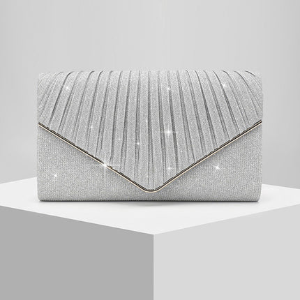 Shoeswoon Sparkly Pleated Envelope Glitter Formal Evening Clutch