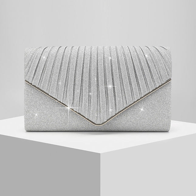 Shoeswoon Sparkly Pleated Envelope Glitter Formal Evening Clutch