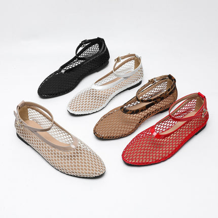 Shoeswoon Ankle Strap Mary Jane Flats